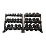 5-70lbs rubber hex dumbbells and rack