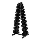 5-50lbs Rubber hex dumbbells and vertical rack