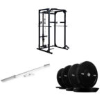 Multi Functional Power rack + 7ft barbell + Bumper plates set