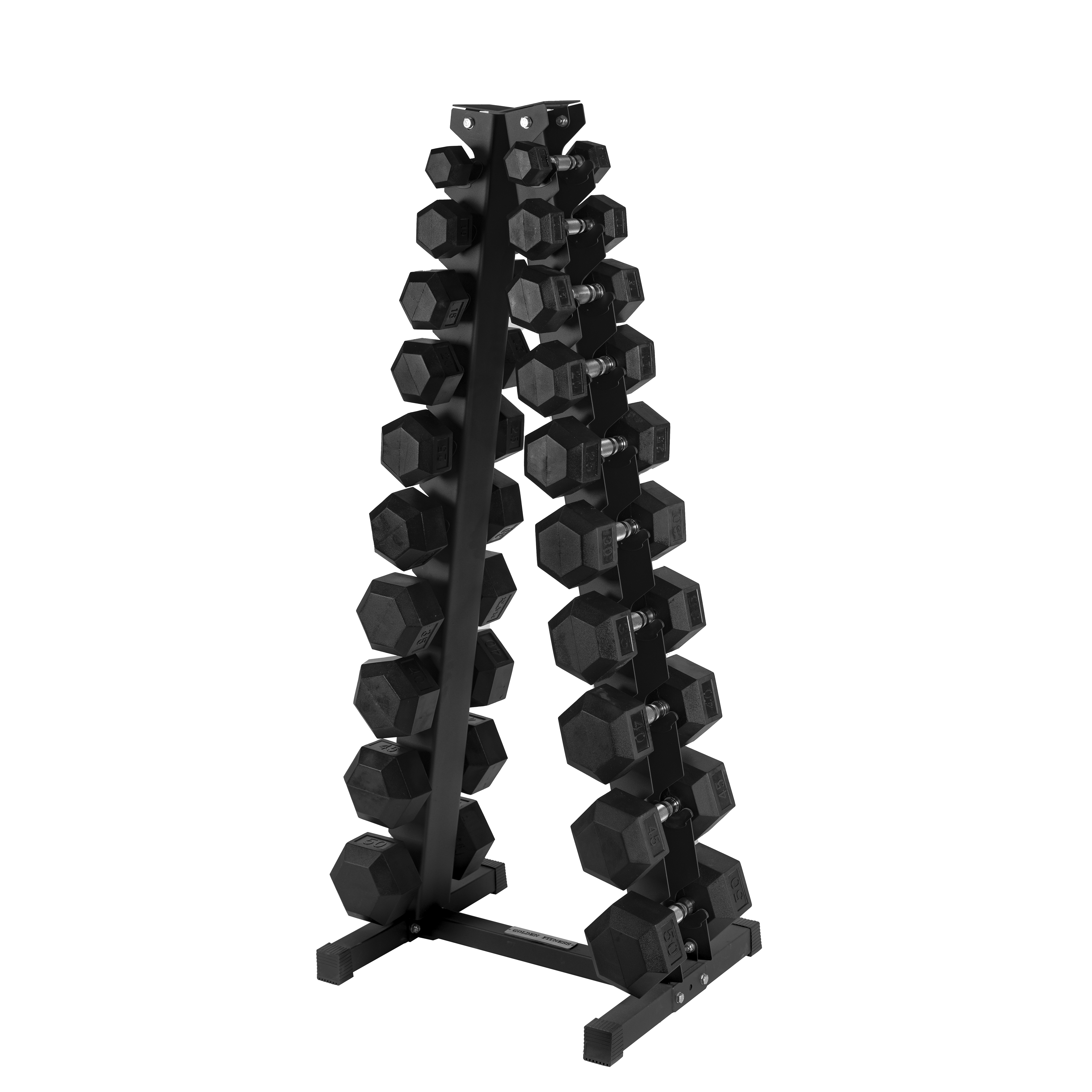 5-50lbs Rubber hex dumbbells and vertical rack