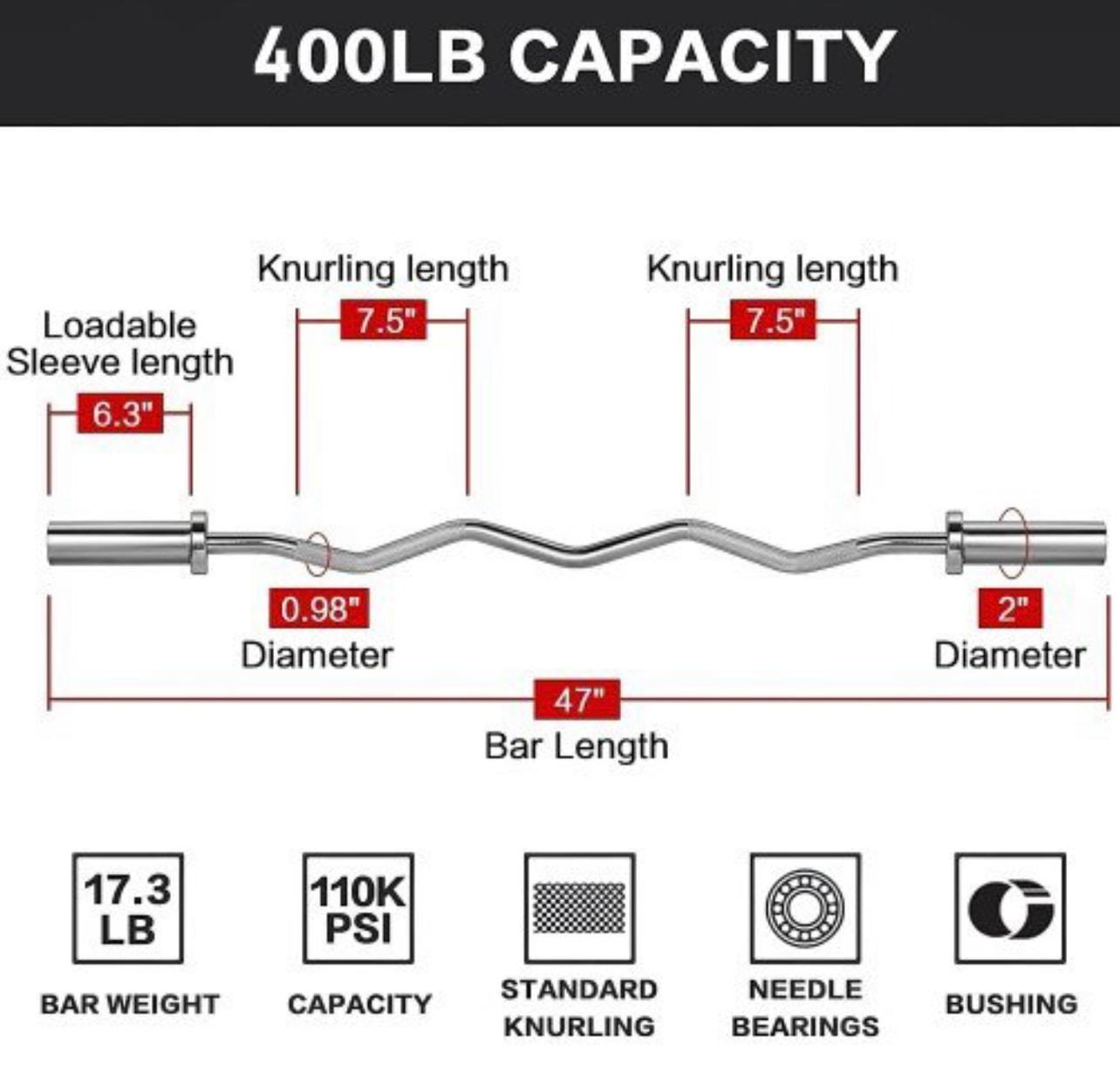 47” Olympic EZ curl bar