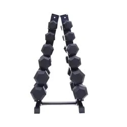 5-30Lbs rubber hex dumbbells and rack
