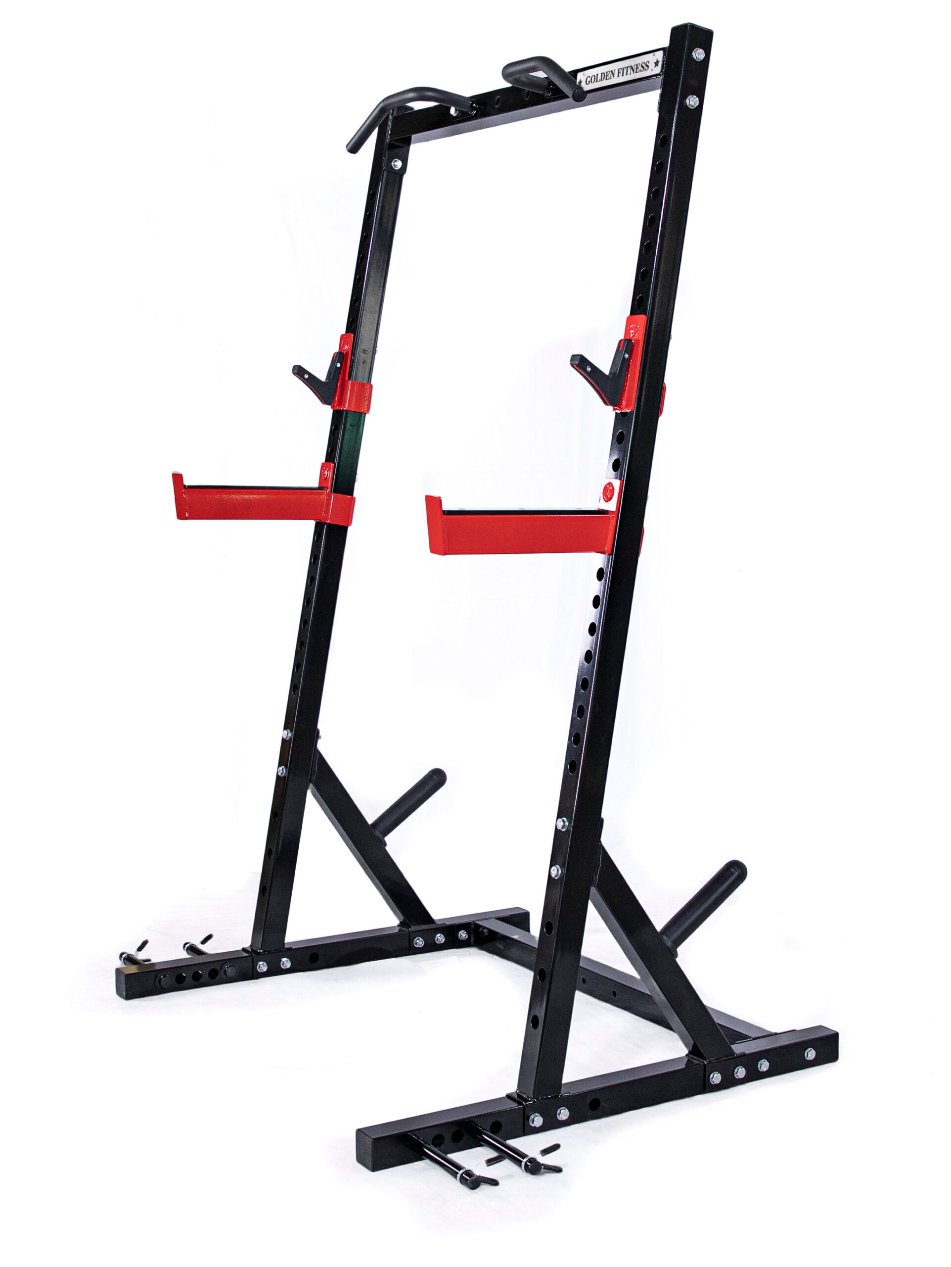 Commercial grade half rack with spotter arms