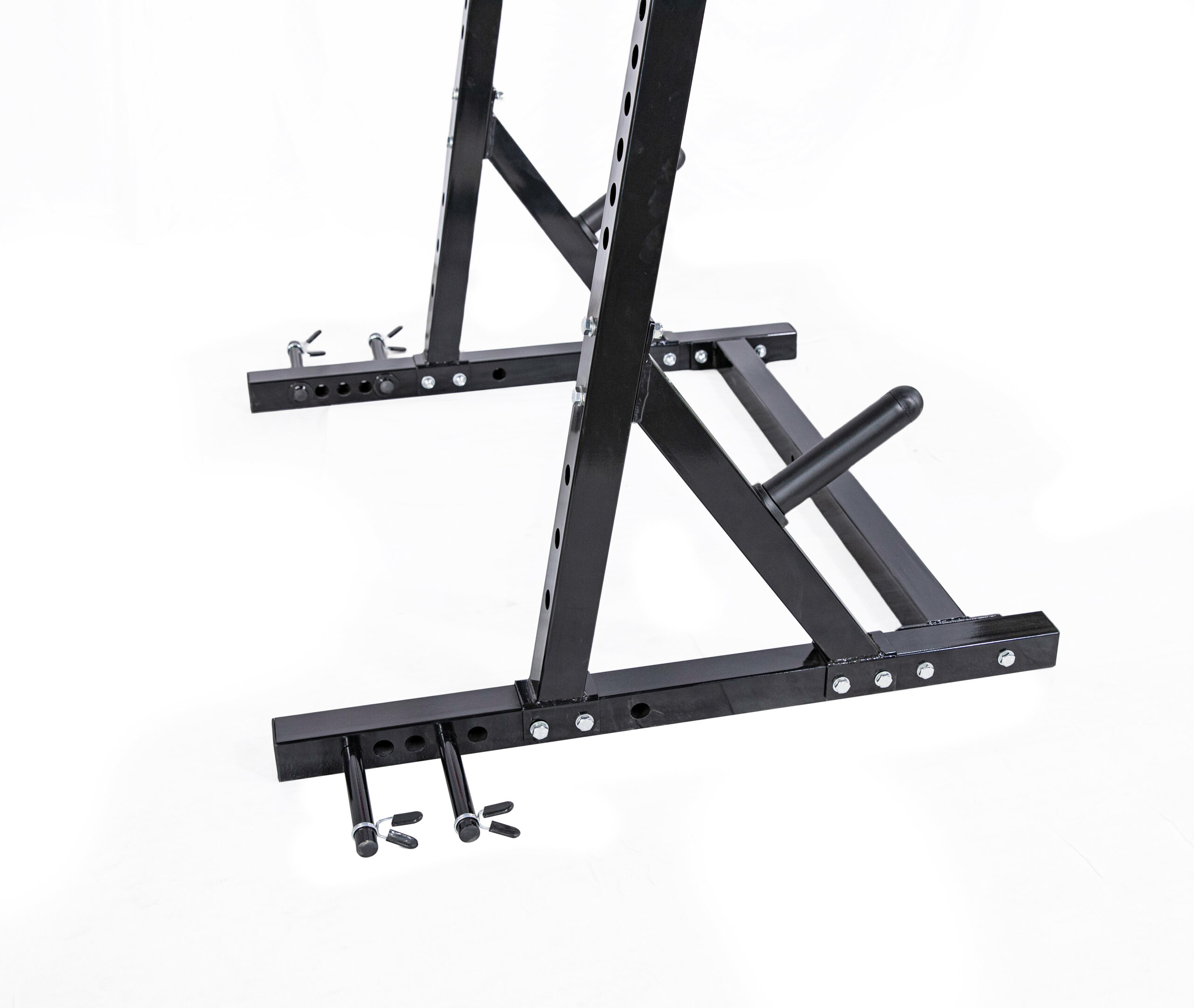 Commercial grade half rack with spotter arms