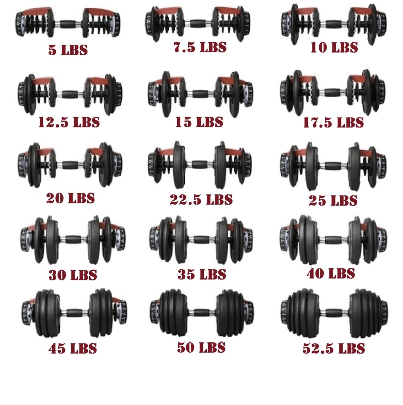 Set Of 2 Adjustable Dumbbells (5 to 52.5 lb)
