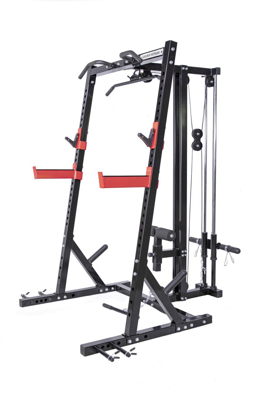 Commercial Half rack with bench, bar, weights